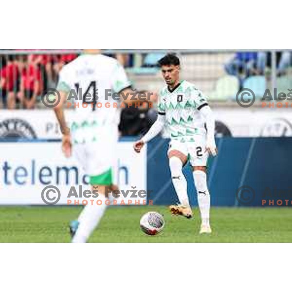 In action during Prva liga Telemach 2024/2025 football match between Primorje and Olimpija in Ajdovscina, Slovenia on September 28, 2024