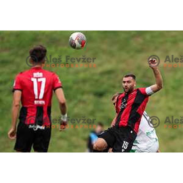 In action during Prva liga Telemach 2024/2025 football match between Primorje and Olimpija in Ajdovscina, Slovenia on September 28, 2024