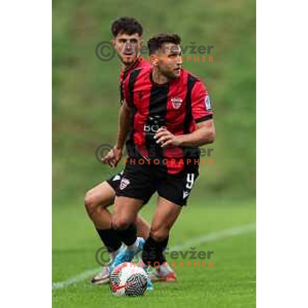 In action during Prva liga Telemach 2024/2025 football match between Primorje and Olimpija in Ajdovscina, Slovenia on September 28, 2024