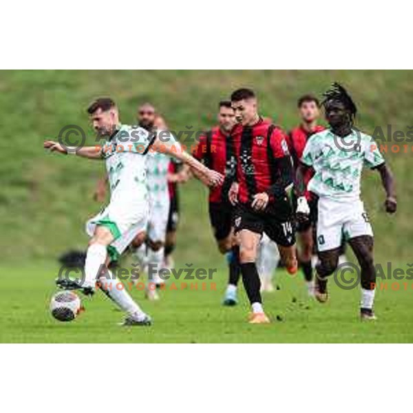 In action during Prva liga Telemach 2024/2025 football match between Primorje and Olimpija in Ajdovscina, Slovenia on September 28, 2024