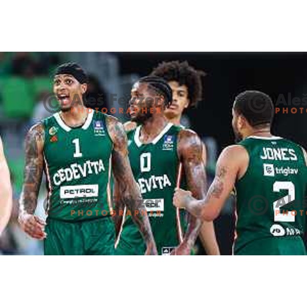 in action during ABA League 2024/2025 basketball match between Cedevita Olimpija and Dubai in SRC Stozice, Ljubljana, Slovenia on September 29, 2024