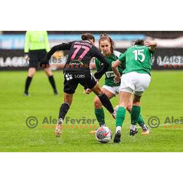 Jana Malakhova in action during Slovenian Women’s Football Cup match between ZNK Olimpija and ZNK Mura Nona in Ljubljana, Slovenia on October 3, 2024.