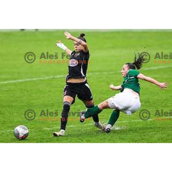 Sara Makovec in action during Slovenian Women’s Football Cup match between ZNK Olimpija and ZNK Mura Nona in Ljubljana, Slovenia on October 3, 2024.