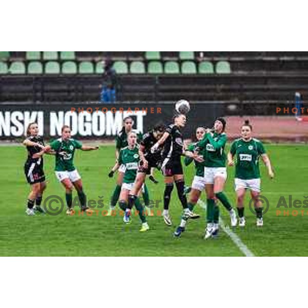 Sara Makovec in action during Slovenian Women’s Football Cup match between ZNK Olimpija and ZNK Mura Nona in Ljubljana, Slovenia on October 3, 2024.