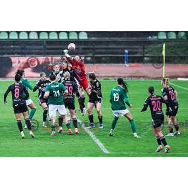 In action during Slovenian Women’s Football Cup match between ZNK Olimpija and ZNK Mura Nona in Ljubljana, Slovenia on October 3, 2024.