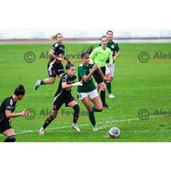 Sara Makovec in action during Slovenian Women’s Football Cup match between ZNK Olimpija and ZNK Mura Nona in Ljubljana, Slovenia on October 3, 2024.