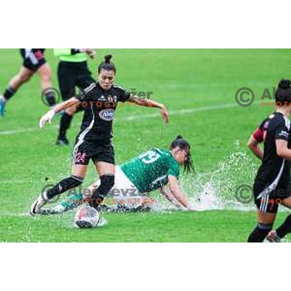 Sara Makovec in action during Slovenian Women’s Football Cup match between ZNK Olimpija and ZNK Mura Nona in Ljubljana, Slovenia on October 3, 2024.
