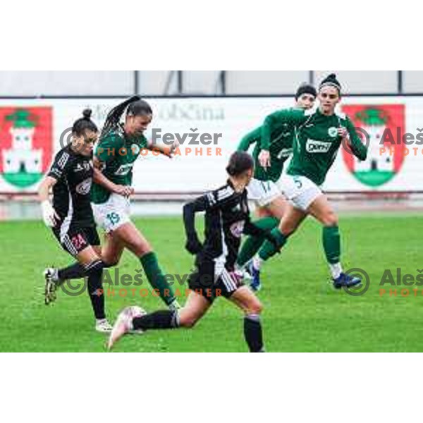 Sara Makovec in action during Slovenian Women’s Football Cup match between ZNK Olimpija and ZNK Mura Nona in Ljubljana, Slovenia on October 3, 2024.