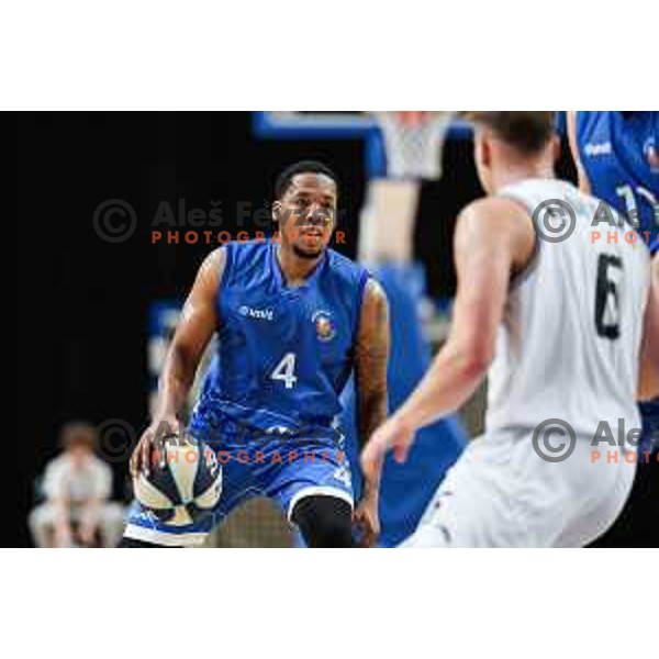 Joshua Thompson in action during OTP Bank League match between Ilirija and Terme Olimia Podcetrtek in Ljubljana, Slovenia on October 11, 2024