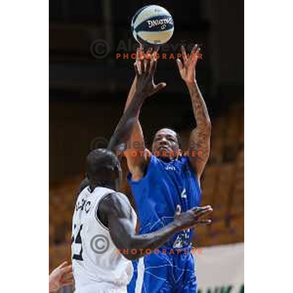 Joshua Thompson in action during OTP Bank League match between Ilirija and Terme Olimia Podcetrtek in Ljubljana, Slovenia on October 11, 2024