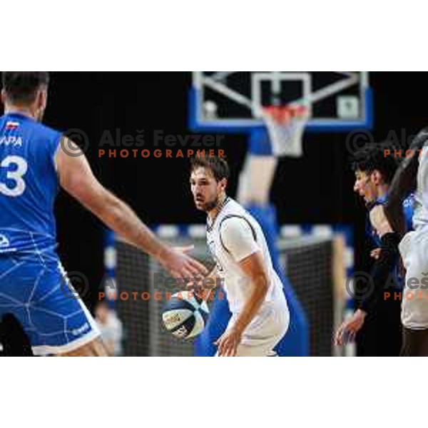 Tadej Ferme in action during OTP Bank League match between Ilirija and Terme Olimia Podcetrtek in Ljubljana, Slovenia on October 11, 2024