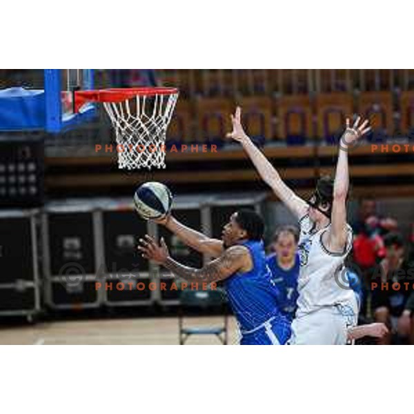 Joshua Thompson in action during OTP Bank League match between Ilirija and Terme Olimia Podcetrtek in Ljubljana, Slovenia on October 11, 2024
