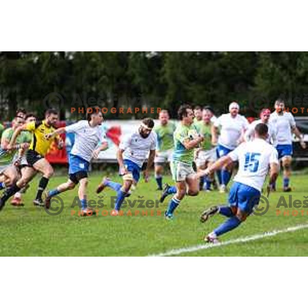 In action during Rugby Europe Conference D match between Slovenia and Kosovo in Stanezice Oval Ljubljana, Slovenia on October 12, 2024