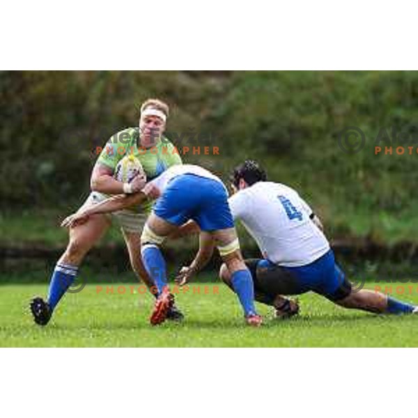 In action during Rugby Europe Conference D match between Slovenia and Kosovo in Stanezice Oval Ljubljana, Slovenia on October 12, 2024