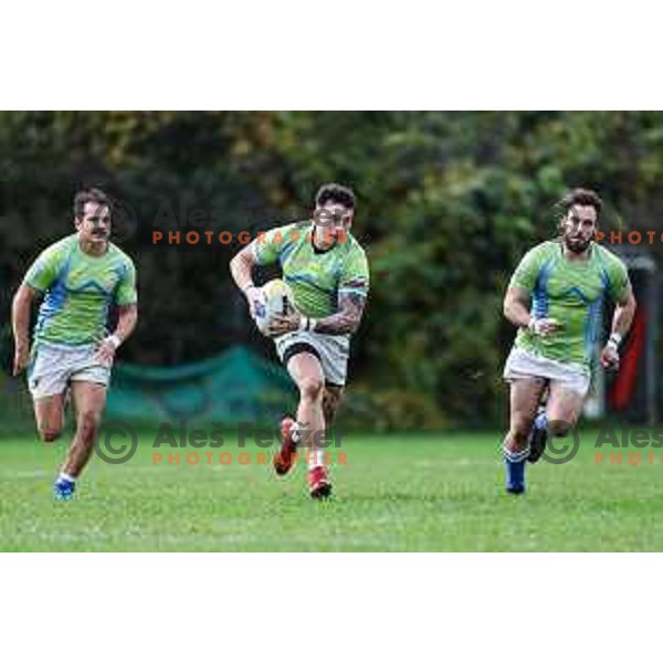 In action during Rugby Europe Conference D match between Slovenia and Kosovo in Stanezice Oval Ljubljana, Slovenia on October 12, 2024