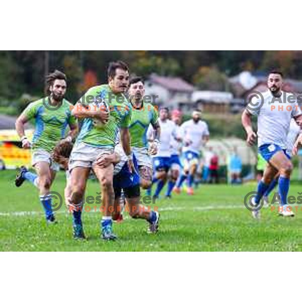 In action during Rugby Europe Conference D match between Slovenia and Kosovo in Stanezice Oval Ljubljana, Slovenia on October 12, 2024