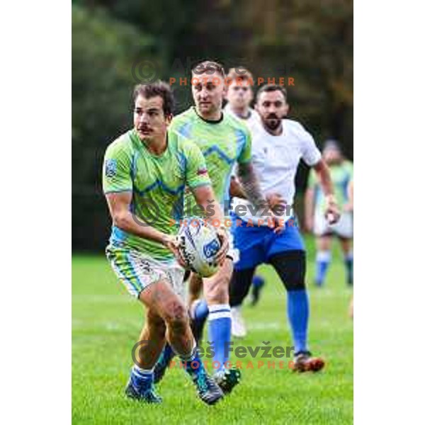 In action during Rugby Europe Conference D match between Slovenia and Kosovo in Stanezice Oval Ljubljana, Slovenia on October 12, 2024