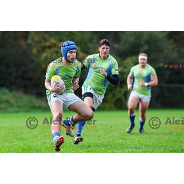 In action during Rugby Europe Conference D match between Slovenia and Kosovo in Stanezice Oval Ljubljana, Slovenia on October 12, 2024
