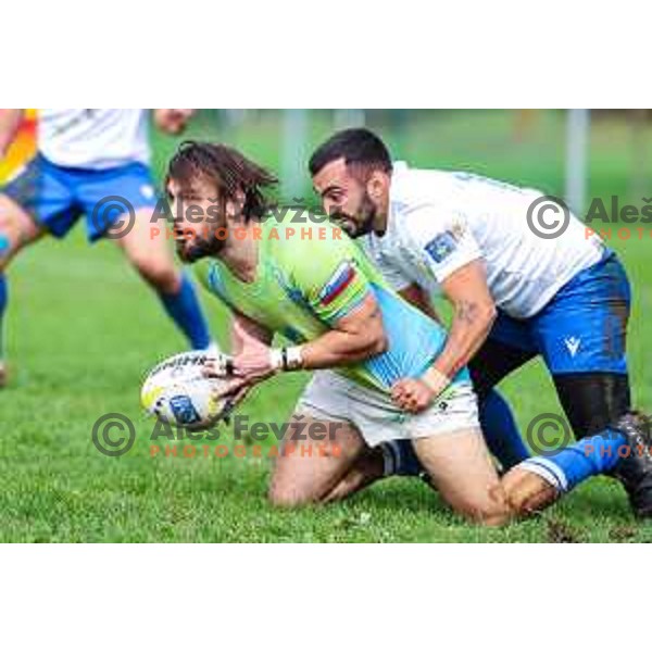 In action during Rugby Europe Conference D match between Slovenia and Kosovo in Stanezice Oval Ljubljana, Slovenia on October 12, 2024