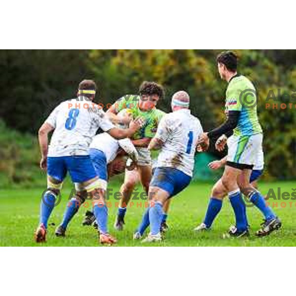 In action during Rugby Europe Conference D match between Slovenia and Kosovo in Stanezice Oval Ljubljana, Slovenia on October 12, 2024