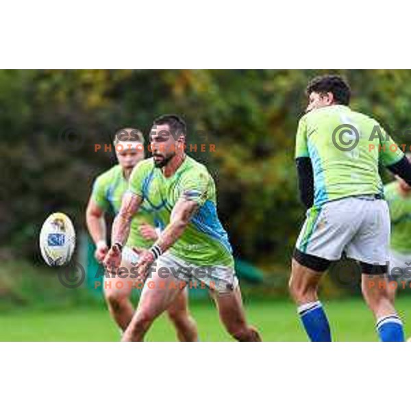 In action during Rugby Europe Conference D match between Slovenia and Kosovo in Stanezice Oval Ljubljana, Slovenia on October 12, 2024