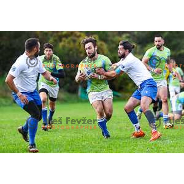 In action during Rugby Europe Conference D match between Slovenia and Kosovo in Stanezice Oval Ljubljana, Slovenia on October 12, 2024