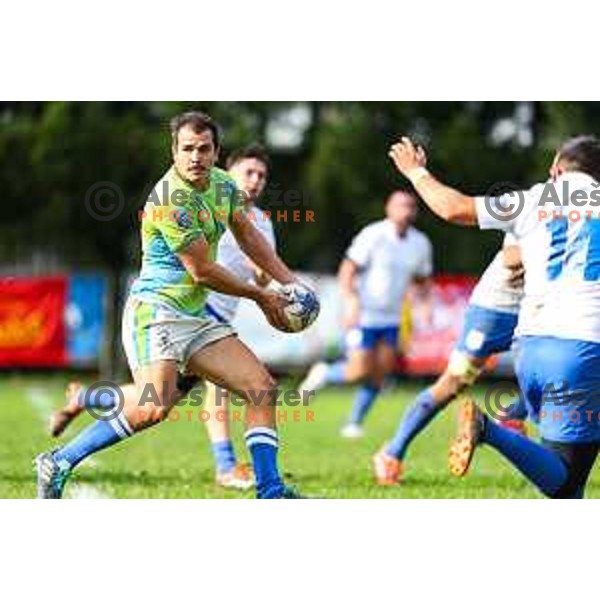 In action during Rugby Europe Conference D match between Slovenia and Kosovo in Stanezice Oval Ljubljana, Slovenia on October 12, 2024