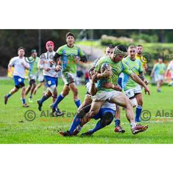 In action during Rugby Europe Conference D match between Slovenia and Kosovo in Stanezice Oval Ljubljana, Slovenia on October 12, 2024