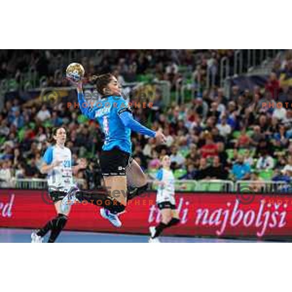 Jovanka Radicevic of Krim Mercator in action during EHF Women\'s Champions League match between Krim Mercator (SLO) and CSM Bucuresti (ROM) in SRC Stozice, Ljubljana, Slovenia on October 12, 2024