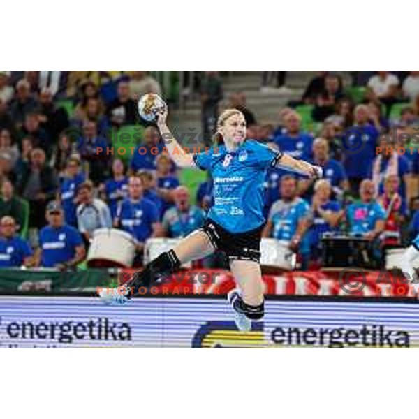 Tamara Mavsar of Krim Mercator in action during EHF Women\'s Champions League match between Krim Mercator (SLO) and CSM Bucuresti (ROM) in SRC Stozice, Ljubljana, Slovenia on October 12, 2024