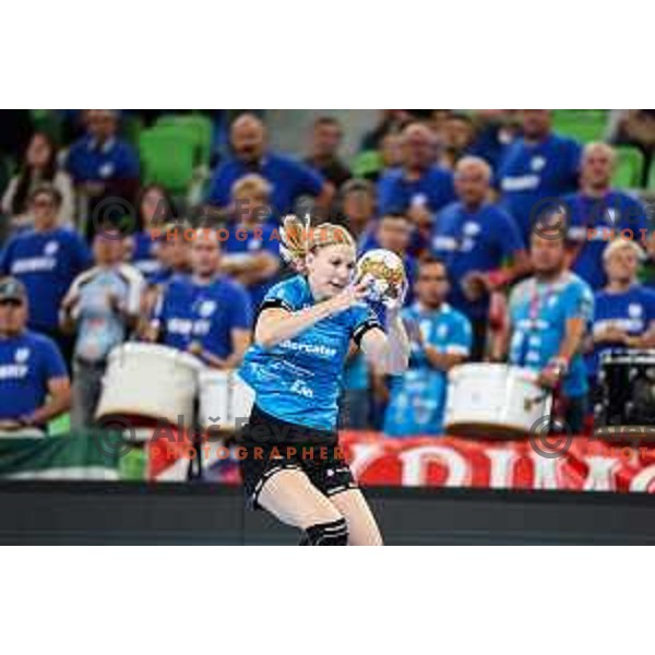 Tamara Mavsar of Krim Mercator in action during EHF Women\'s Champions League match between Krim Mercator (SLO) and CSM Bucuresti (ROM) in SRC Stozice, Ljubljana, Slovenia on October 12, 2024