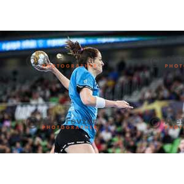 of Krim Mercator in action during EHF Women\'s Champions League match between Krim Mercator (SLO) and CSM Bucuresti (ROM) in SRC Stozice, Ljubljana, Slovenia on October 12, 2024.