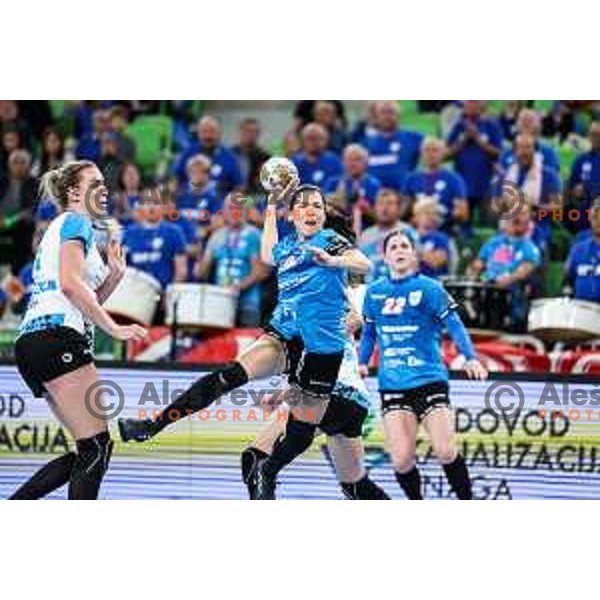 Itana Grbic of Krim Mercator in action during EHF Women\'s Champions League match between Krim Mercator (SLO) and CSM Bucuresti (ROM) in SRC Stozice, Ljubljana, Slovenia on October 12, 2024