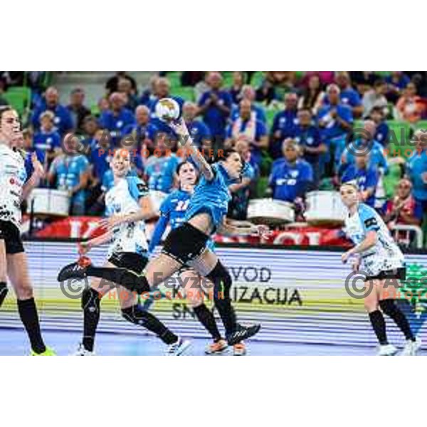 Itana Grbic of Krim Mercator in action during EHF Women\'s Champions League match between Krim Mercator (SLO) and CSM Bucuresti (ROM) in SRC Stozice, Ljubljana, Slovenia on October 12, 2024