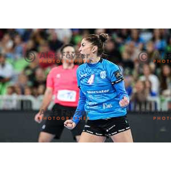 Jovanka Radicevic of Krim Mercator in action during EHF Women\'s Champions League match between Krim Mercator (SLO) and CSM Bucuresti (ROM) in SRC Stozice, Ljubljana, Slovenia on October 12, 2024