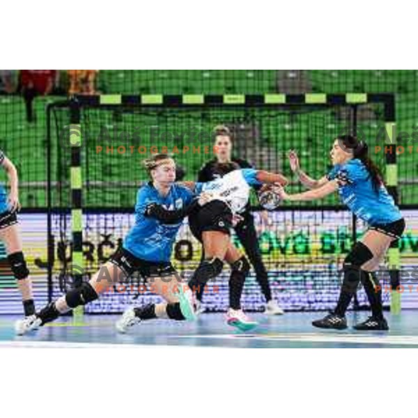 Tatjana Brnovic of Krim Mercator in action during EHF Women\'s Champions League match between Krim Mercator (SLO) and CSM Bucuresti (ROM) in SRC Stozice, Ljubljana, Slovenia on October 12, 2024