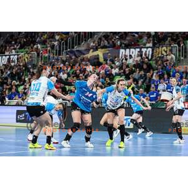 Tatjana Brnovic of Krim Mercator in action during EHF Women\'s Champions League match between Krim Mercator (SLO) and CSM Bucuresti (ROM) in SRC Stozice, Ljubljana, Slovenia on October 12, 2024
