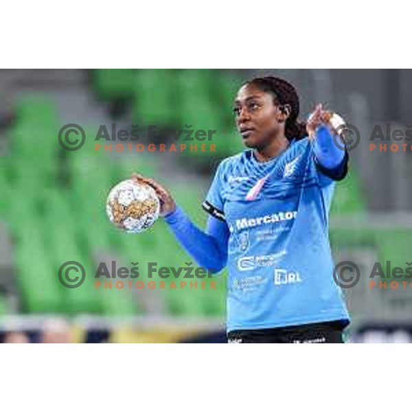 Grace Deuna Zaadi of Krim Mercator in action during EHF Women\'s Champions League match between Krim Mercator (SLO) and CSM Bucuresti (ROM) in SRC Stozice, Ljubljana, Slovenia on October 12, 2024