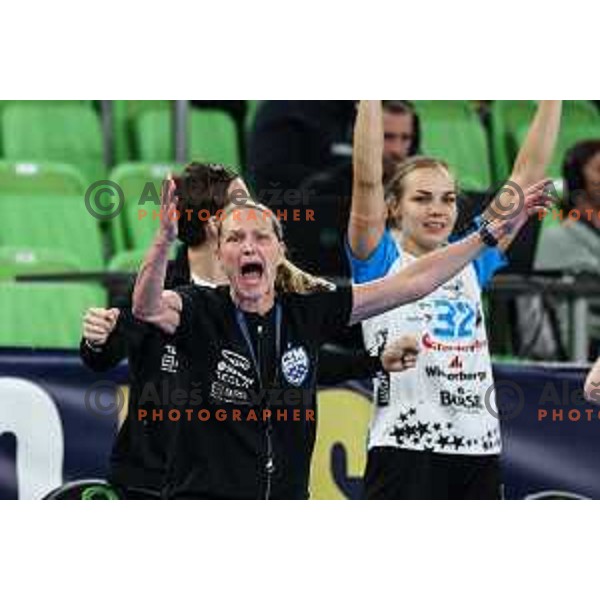 Helle Thomsen, head caoch of CSM Bucuresti during EHF Women\'s Champions League match between Krim Mercator (SLO) and CSM Bucuresti (ROM) in SRC Stozice, Ljubljana, Slovenia on October 12, 2024