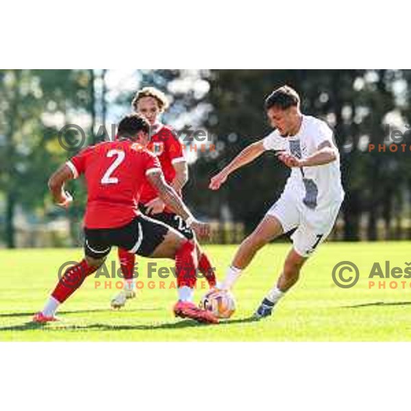 Kristjan Bendra in action during U-19 friendly football match between Slovenia and Austria in NNC Brdo pri Kranju, Slovenia on October 11, 2024