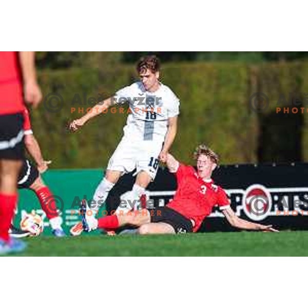 Niko Osterc in action during U-19 friendly football match between Slovenia and Austria in NNC Brdo pri Kranju, Slovenia on October 11, 2024