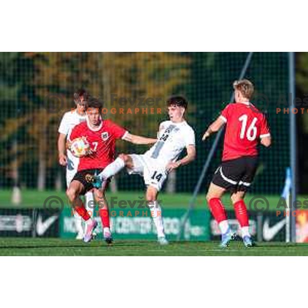 Aljaz Zabukovnik in action during U-19 friendly football match between Slovenia and Austria in NNC Brdo pri Kranju, Slovenia on October 11, 2024