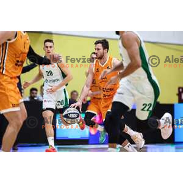 Blaz Mahkovic in action during OTP Bank League match between Krka and Kansai Helios in Novo Mesto, Slovenia on October 16, 2024