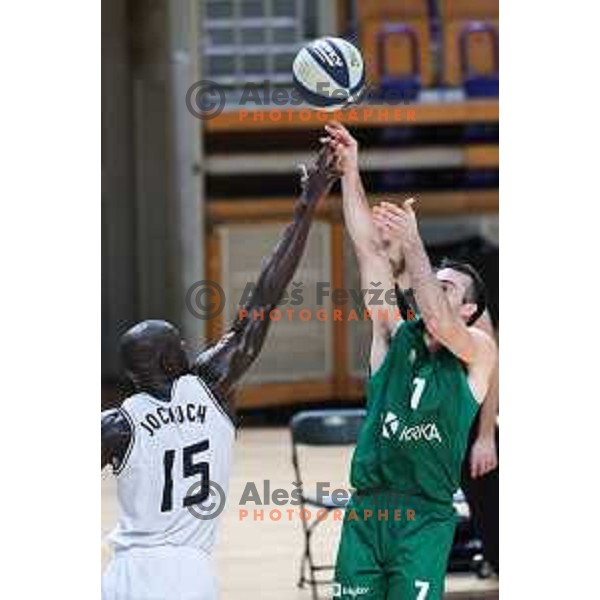 Niko Bacvic in action during OTP Bank League match between Ilirija and Krka in Ljubljana, Slovenia on October 22, 2024