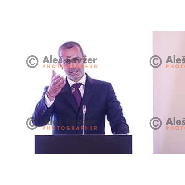Alekander Ceferin at General Assembly of Slovenia Football Association (NZS) at NNC Brdo pri Kranju, Slovenia on October 24, 2024