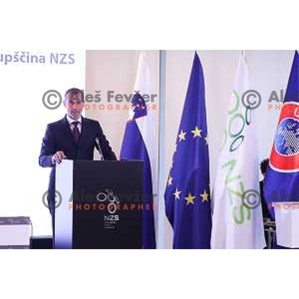 Alekander Ceferin at General Assembly of Slovenia Football Association (NZS) at NNC Brdo pri Kranju, Slovenia on October 24, 2024