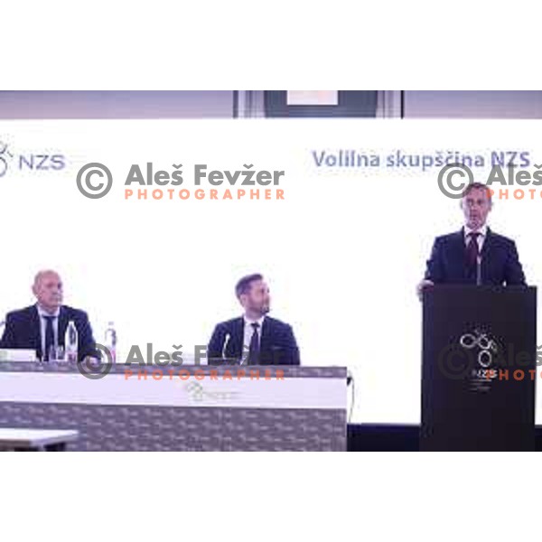 Alekander Ceferin at General Assembly of Slovenia Football Association (NZS) at NNC Brdo pri Kranju, Slovenia on October 24, 2024