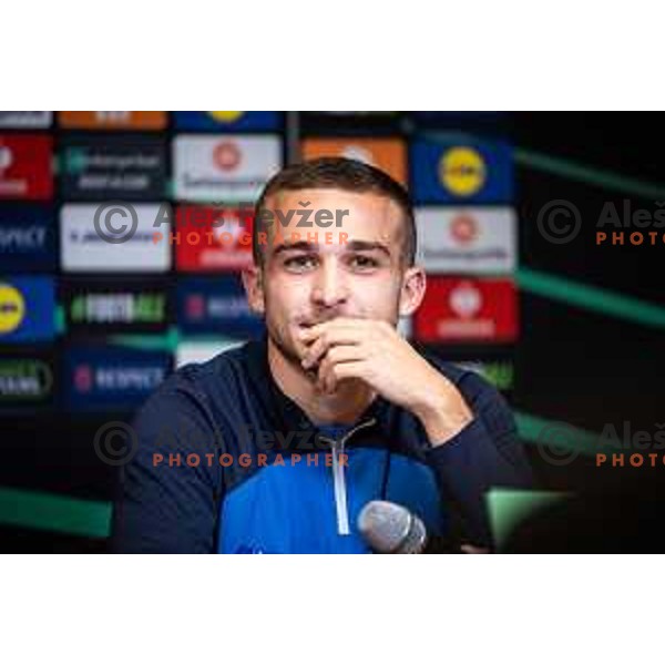 Ivan Brnic of Celje at the press conference after UEFA Conference League 2024/25 group stage football match between NK Celje and Istanbul Basaksehir FK in Stadion z’dezele, Celje, Slovenia on October 24, 2024. Photo: Jure Banfi