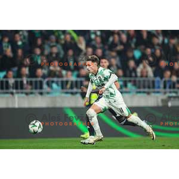 In action during UEFA Conference League football match between Olimpija (SLO) and Lask (AUT) in Ljubljana, Slovenia on October 24, 2024