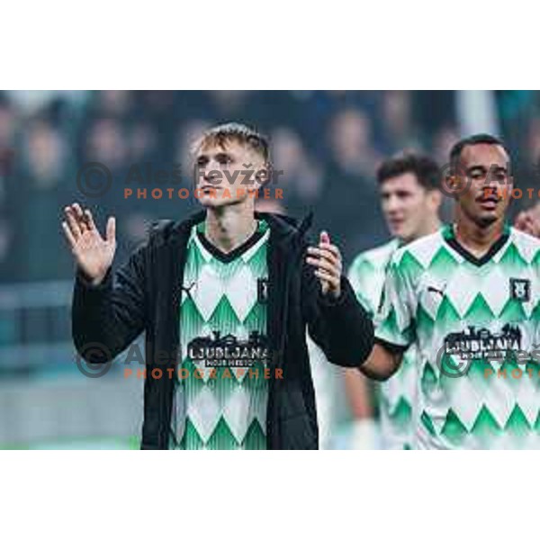 in action during UEFA Conference League football match between Olimpija (SLO) and Lask (AUT) in Ljubljana, Slovenia on October 24, 2024